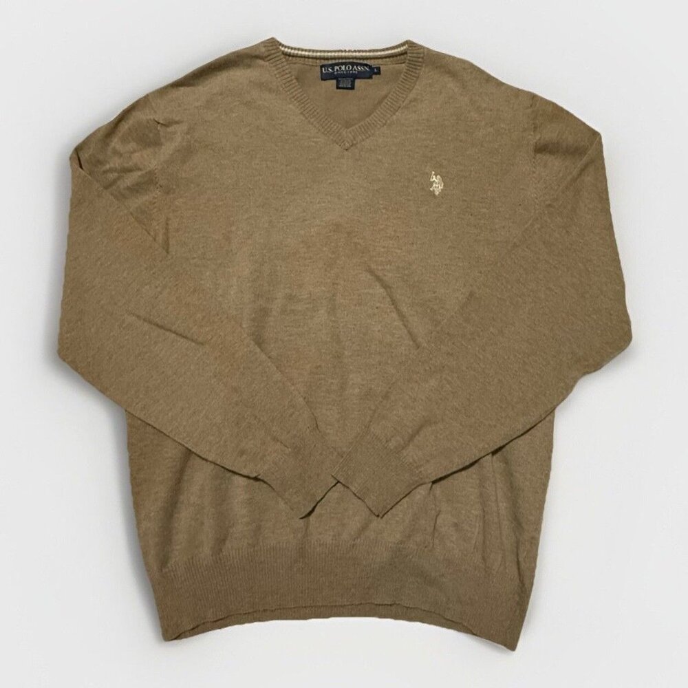 U.S.‎ POLO ASSN. Sweater Men’s L Brown Preppy V Neck